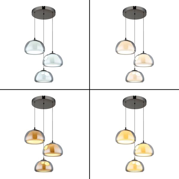 Globo Lampa wisząca Avila, możliwość ściemniania, aluminiowy / szary / cynkowy, salon / jadalnia, szkło