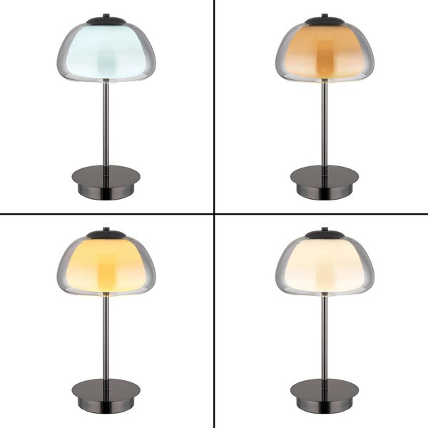 Globo Lampa stołowa Avila, możliwość ściemniania, aluminiowy / szary / cynkowy, salon / jadalnia, szkło