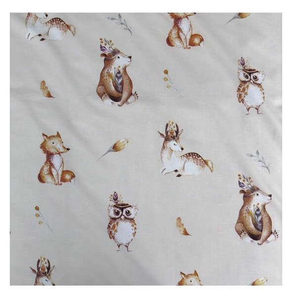 Beżowa bawełniana pościel dziecięca do łóżeczka 100x135 cm Animals "Woodland" – Jerry Fabrics