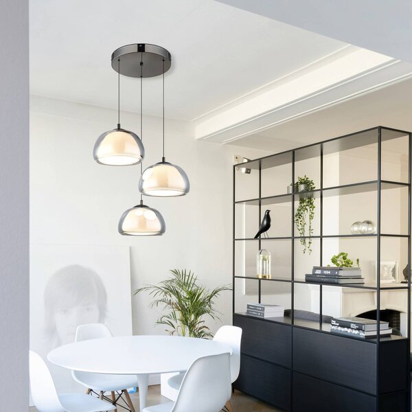 Globo Lampa wisząca Avila, możliwość ściemniania, aluminiowy / szary / cynkowy, salon / jadalnia, szkło