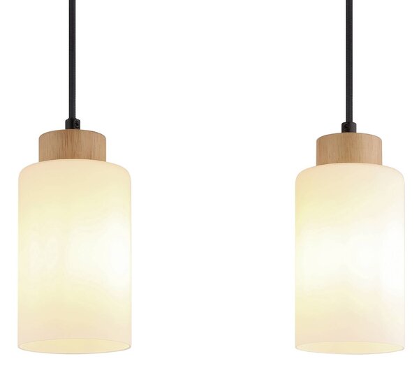 Globo Lampa wisząca Rowena, możliwość ściemniania, jasne drewno, salon / jadalnia, szkło