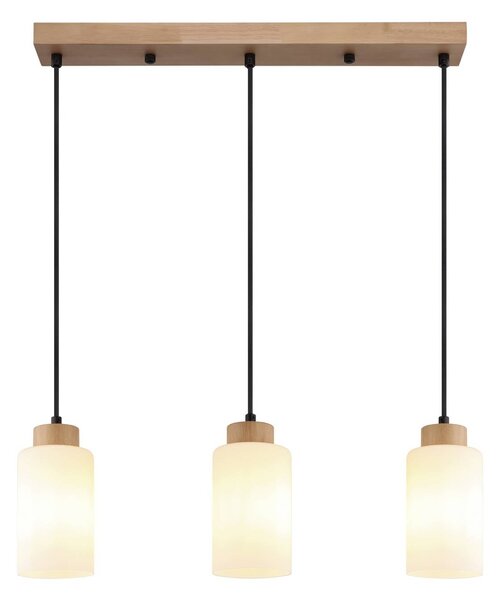 Globo Lampa wisząca Rowena, możliwość ściemniania, jasne drewno, salon / jadalnia, szkło