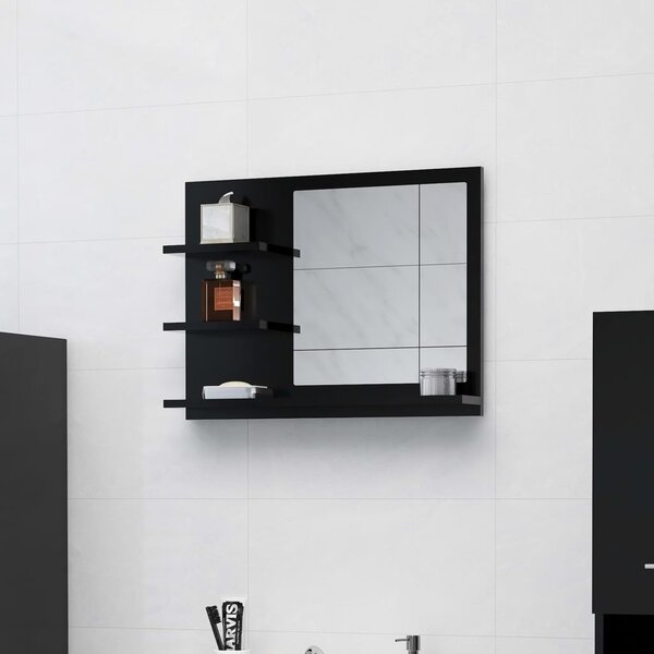 Lustro łazienkowe, czarne, 60x10,5x45 cm, płyta wiórowa