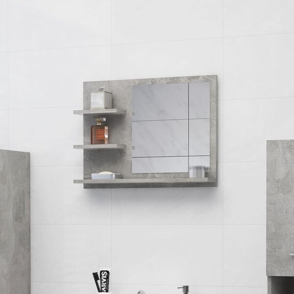 Lustro łazienkowe, szarość betonu, 60x10,5x45 cm, płyta wiórowa