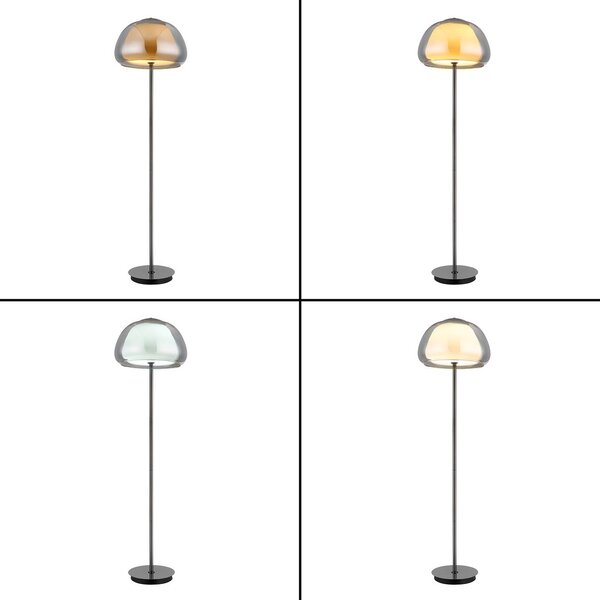 Globo Lampa stojąca Avila, możliwość ściemniania, aluminiowy / szary / cynkowy, salon / jadalnia, szkło