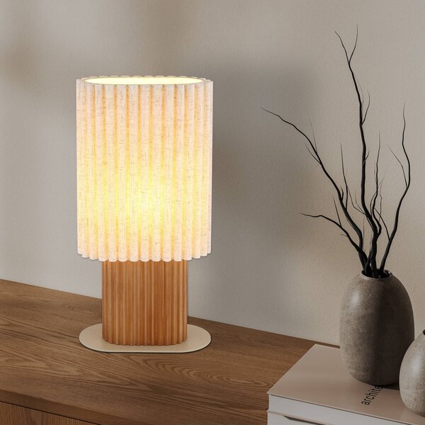 Globo Lampa stołowa Jannie, kremowy / amber, salon / jadalnia, tkanina / materiał / jedwab