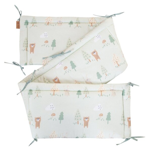 Jasnozielony bawełniany ochraniacz do łóżeczka 170 cm Woodland Buddies – Roba