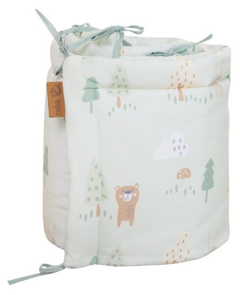 Jasnozielony bawełniany ochraniacz do łóżeczka 170 cm Woodland Buddies – Roba