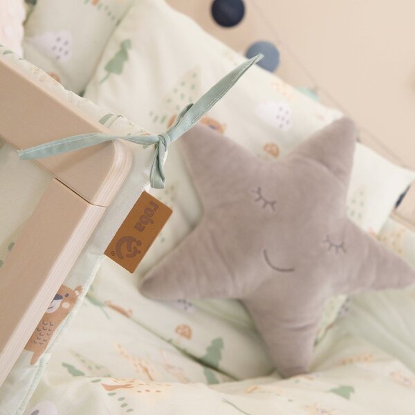 Jasnozielony bawełniany ochraniacz do łóżeczka 170 cm Woodland Buddies – Roba