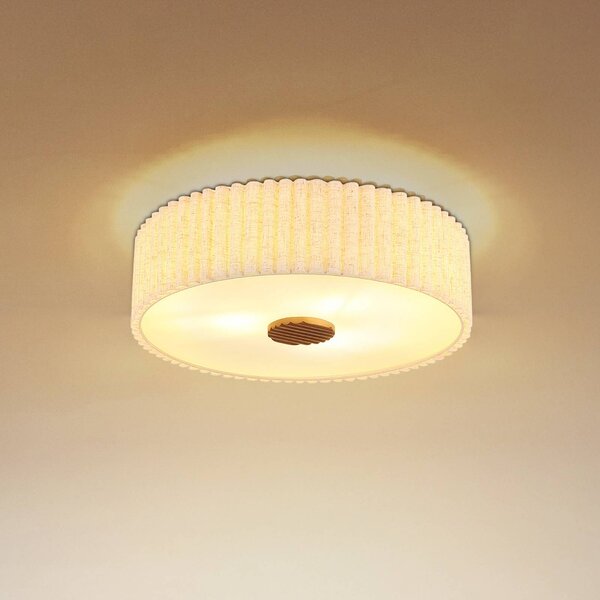 Globo Lampa sufitowa Jannie, możliwość ściemniania, kremowy / amber, salon / jadalnia, tkanina / materiał / jedwab