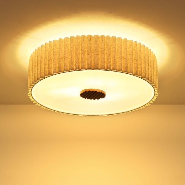 Globo Lampa sufitowa Jannie, możliwość ściemniania, kremowy / amber, salon / jadalnia, tkanina / materiał / jedwab