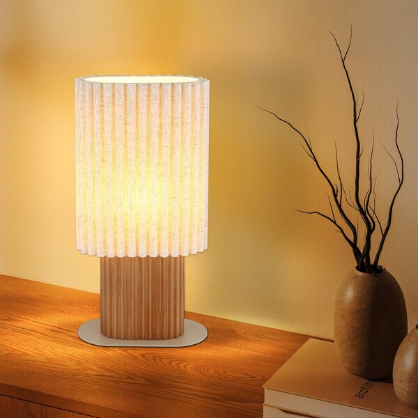 Globo Lampa stołowa Jannie, kremowy / amber, salon / jadalnia, tkanina / materiał / jedwab
