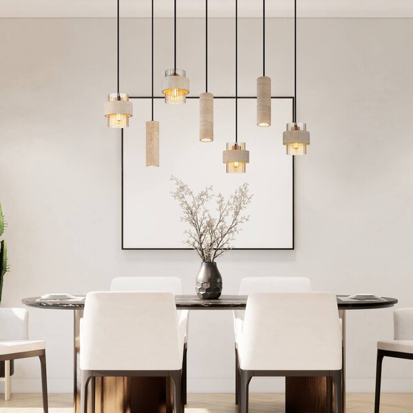 Globo Lampa wisząca Daren, możliwość ściemniania, kremowy / amber, salon / jadalnia, szkło