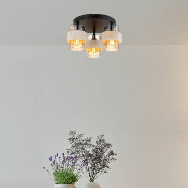 Globo Lampa sufitowa Daren, możliwość ściemniania, kremowy / amber, salon / jadalnia, szkło