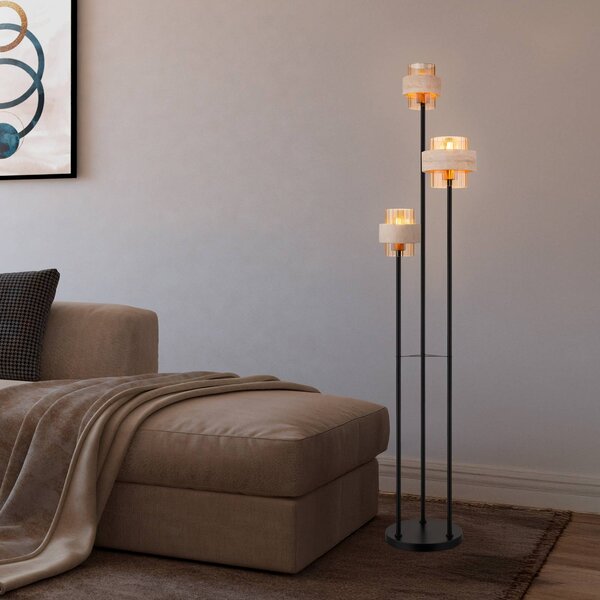 Globo Lampa stojąca Daren, kremowy / amber, salon / jadalnia, szkło