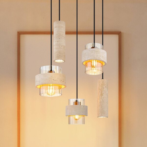 Globo Lampa wisząca Daren, możliwość ściemniania, kremowy / amber, salon / jadalnia, szkło