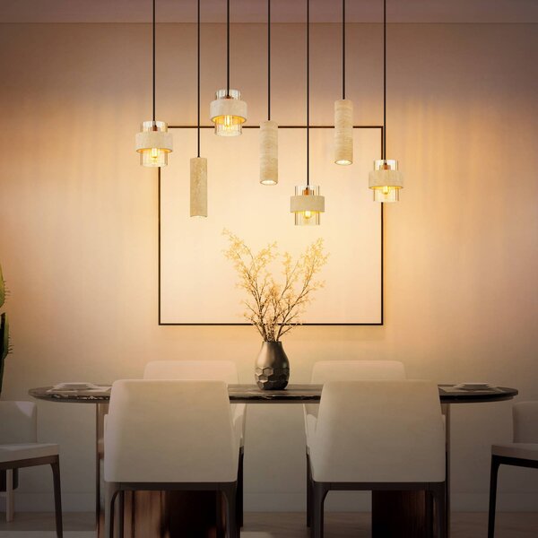 Globo Lampa wisząca Daren, możliwość ściemniania, kremowy / amber, salon / jadalnia, szkło