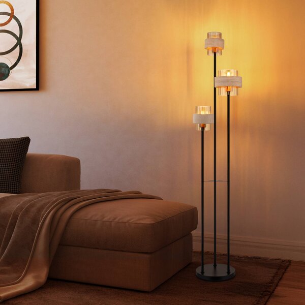 Globo Lampa stojąca Daren, kremowy / amber, salon / jadalnia, szkło