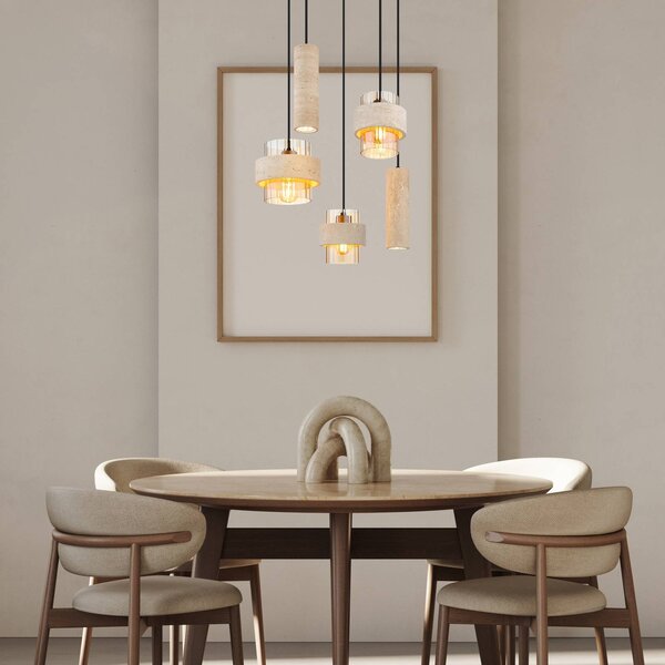 Globo Lampa wisząca Daren, możliwość ściemniania, kremowy / amber, salon / jadalnia, szkło