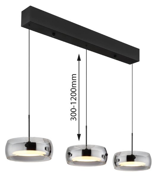 Globo Lampa wisząca Livion, aluminiowy / szary / cynkowy, salon / jadalnia, szkło