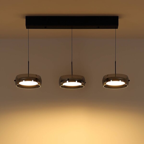 Globo Lampa wisząca Livion, aluminiowy / szary / cynkowy, salon / jadalnia, szkło
