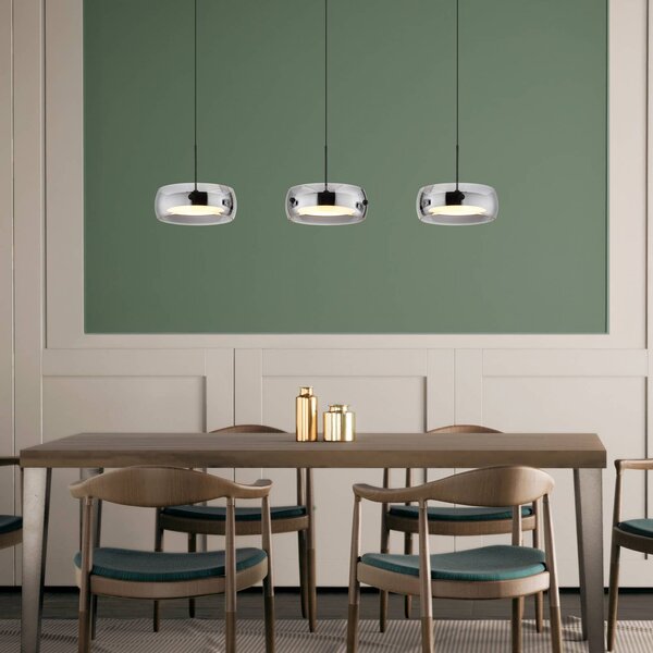 Globo Lampa wisząca Livion, aluminiowy / szary / cynkowy, salon / jadalnia, szkło