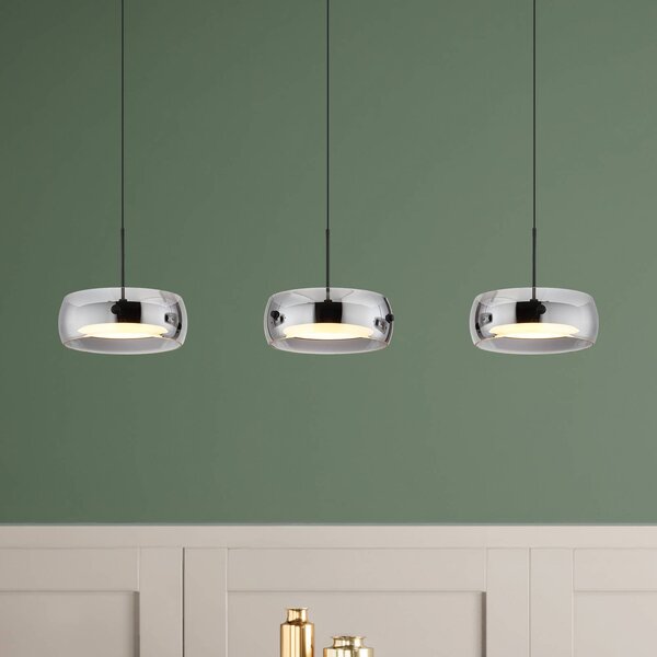 Globo Lampa wisząca Livion, aluminiowy / szary / cynkowy, salon / jadalnia, szkło