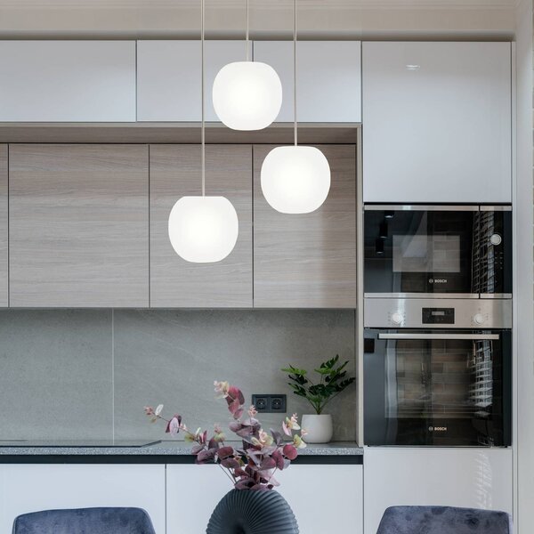 Casablanca Lampa wisząca Acai, możliwość ściemniania, biały / opal, salon / jadalnia, szkło