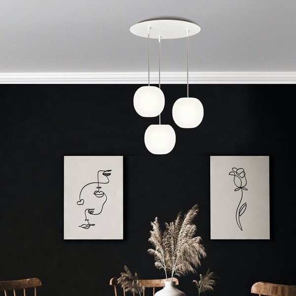 Casablanca Lampa wisząca Acai, możliwość ściemniania, biały / opal, salon / jadalnia, szkło