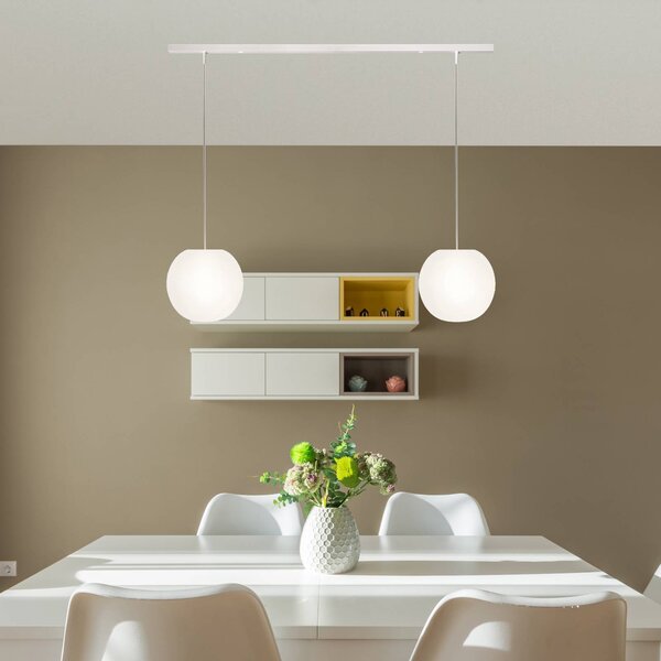 Casablanca Lampa wisząca Acai, możliwość ściemniania, biały / opal, salon / jadalnia, szkło