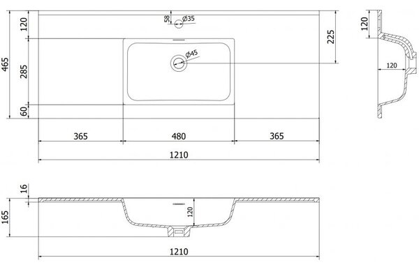 Mexen Otis umywalka wpuszczana w blat 121 x 46,5 cm, czarna mat - 25181271
