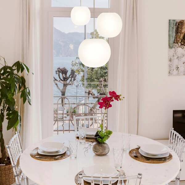 Casablanca Lampa wisząca Acai, możliwość ściemniania, biały / opal, salon / jadalnia, szkło