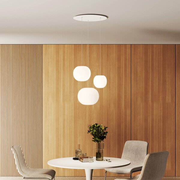 Casablanca Lampa wisząca Acai, możliwość ściemniania, biały / opal, salon / jadalnia, szkło