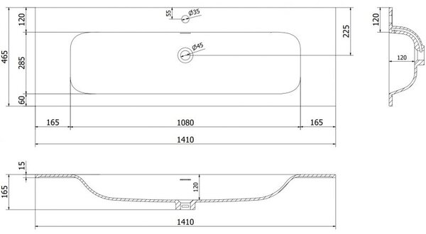 Mexen Vela umywalka wpuszczana w blat 141 x 46,5 cm, czarna mat - 25231471
