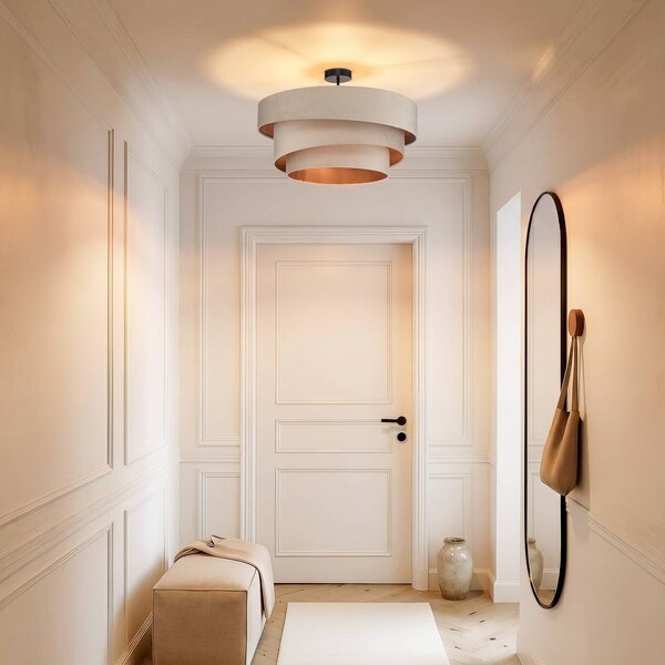 Lampa sufitowa Jusari Lindby, możliwość ściemniania, kremowy / amber, salon / jadalnia, tkanina / materiał / jedwab, nowoczesny