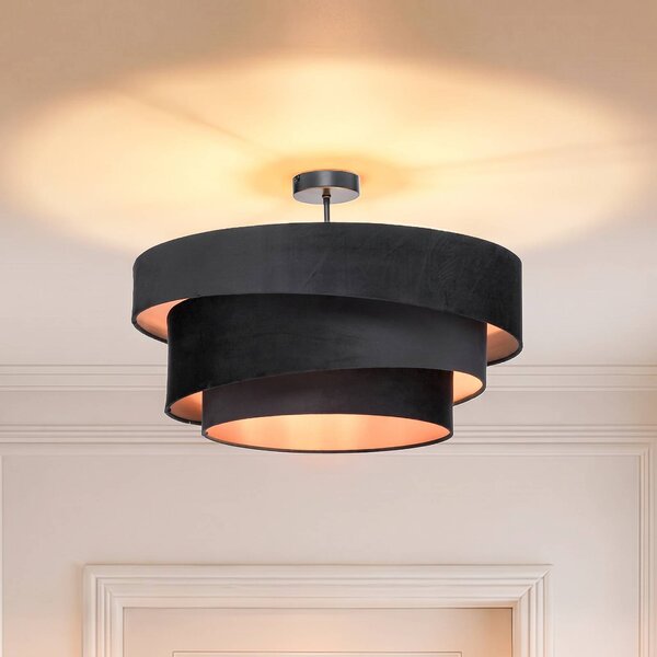 Lampa sufitowa Jusari Lindby, możliwość ściemniania, czarny, salon / jadalnia, tkanina / materiał / jedwab, nowoczesny