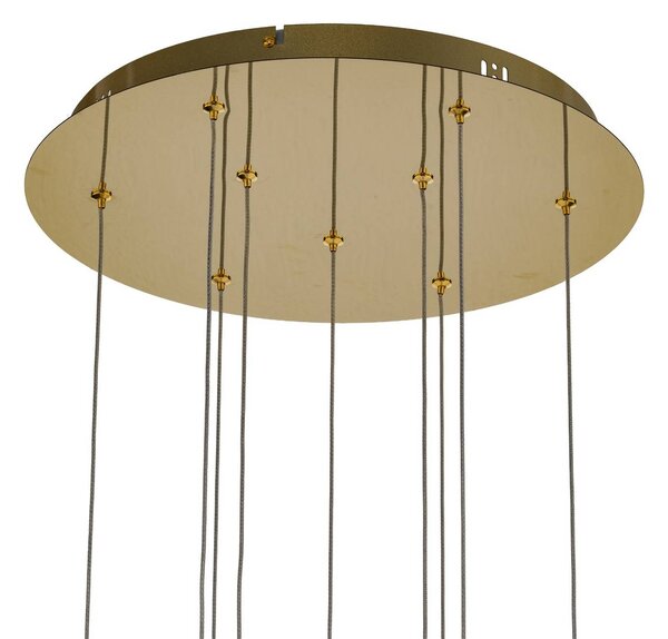 Lampa wisząca szklana Hayley Lucande, mosiężny / złoty, salon / jadalnia, szkło, design