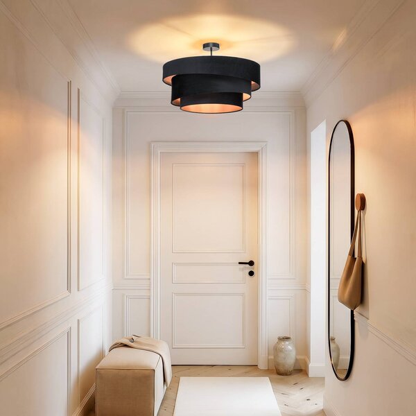 Lampa sufitowa Jusari Lindby, możliwość ściemniania, czarny, salon / jadalnia, tkanina / materiał / jedwab, nowoczesny