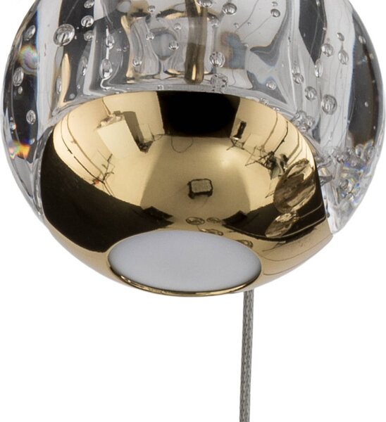 Lampa wisząca szklana Hayley Lucande, mosiężny / złoty, salon / jadalnia, szkło, design