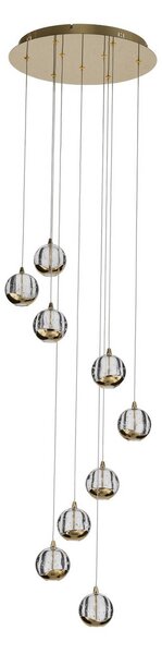 Lampa wisząca szklana Hayley Lucande, mosiężny / złoty, salon / jadalnia, szkło, design