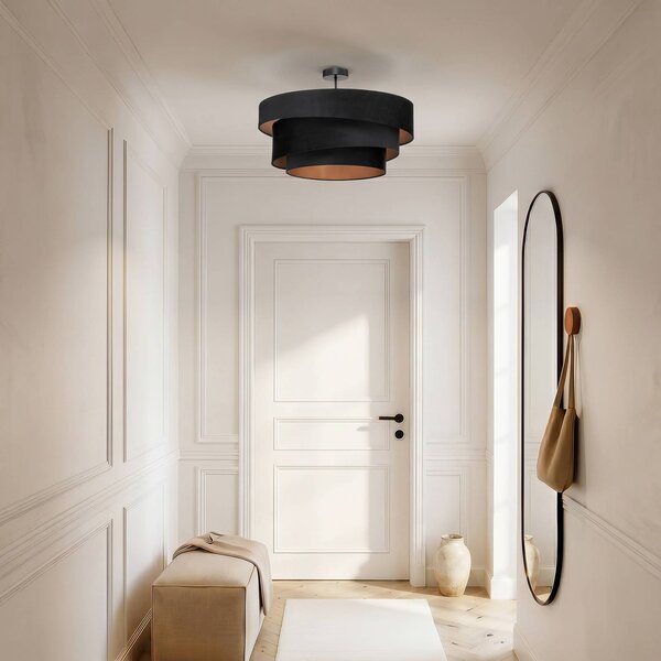 Lampa sufitowa Jusari Lindby, możliwość ściemniania, czarny, salon / jadalnia, tkanina / materiał / jedwab, nowoczesny