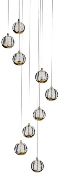 Lampa wisząca szklana Hayley Lucande, mosiężny / złoty, salon / jadalnia, szkło, design