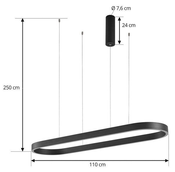 Inteligentna lampa wisząca Melinay Lucande, możliwość ściemniania, czarny, salon / jadalnia, aluminium, nowoczesny