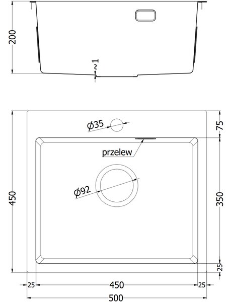 Mexen Solix zlewozmywak stalowy 1-komorowy 500 x 450 mm, miedź - 6402501000-65