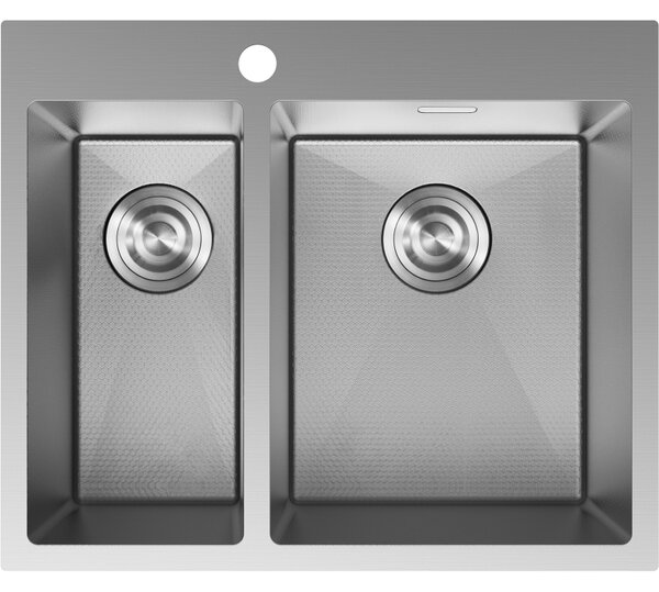 Mexen Flexo zlewozmywak stalowy 1,5-komorowy 610 x 510 mm, inox HC - 6446611500-01HC