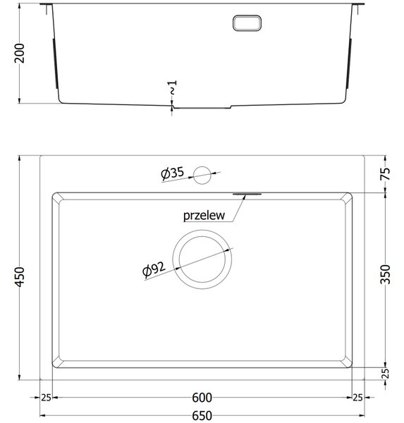 Mexen Solix zlewozmywak stalowy 1-komorowy 650 x 450 mm, miedź HC - 6403651000-65HC