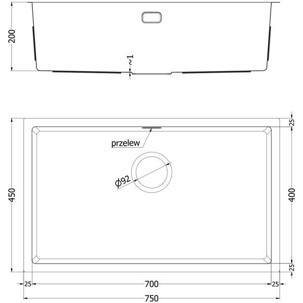 Mexen Trixo zlewozmywak stalowy 1-komorowy 750 x 440 mm, miedź - 6415751000-65
