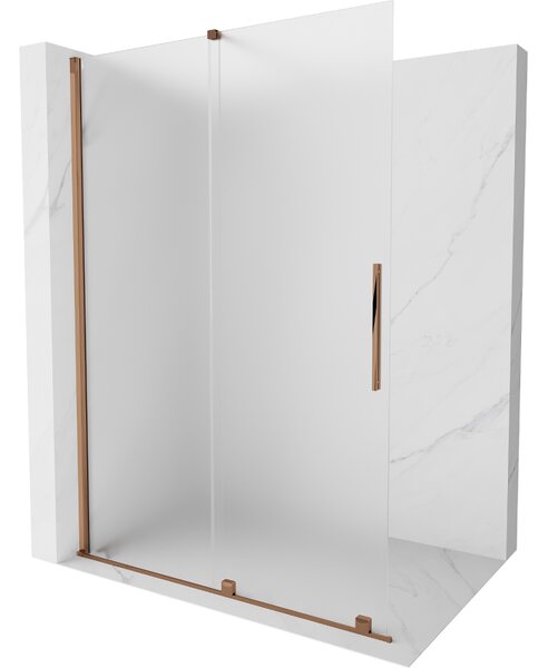 Mexen Velar ścianka prysznicowa rozsuwana Walk-in 130 x 200 cm, szron 8 mm, różowe złoto - 871-130-000-33-60