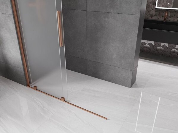 Mexen Velar ścianka prysznicowa rozsuwana Walk-in 130 x 200 cm, szron 8 mm, różowe złoto - 871-130-000-33-60