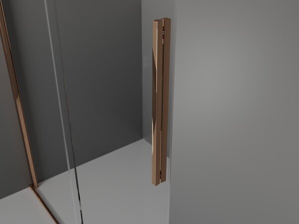 Mexen Velar ścianka prysznicowa rozsuwana Walk-in 130 x 200 cm, szron 8 mm, różowe złoto - 871-130-000-33-60